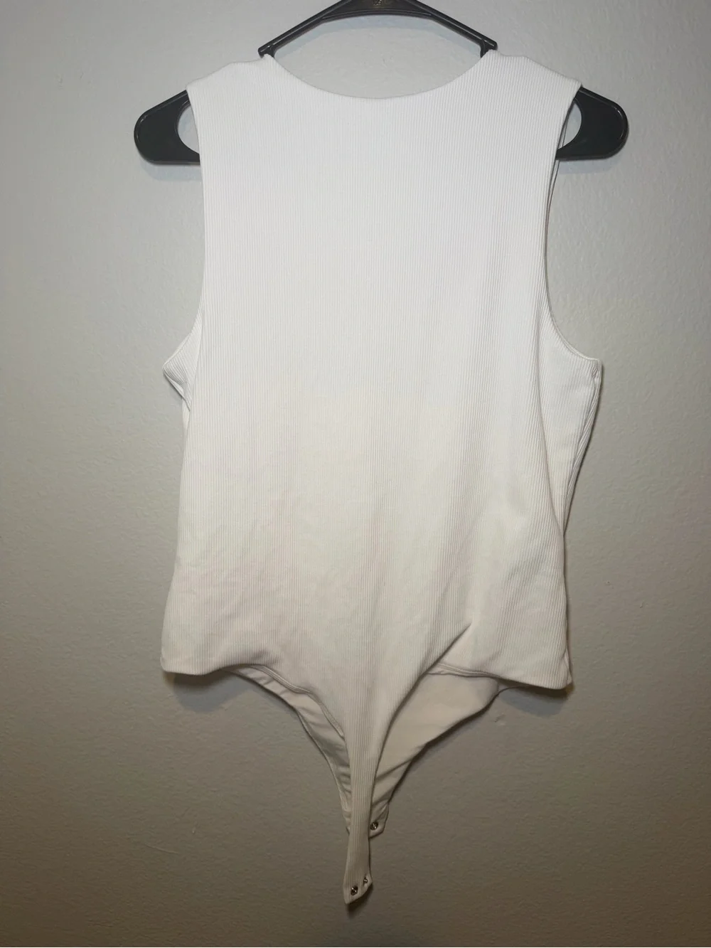 nuuds Size L White Ribbed Double Lined Racer Bodysuit - Picture 5 of 5